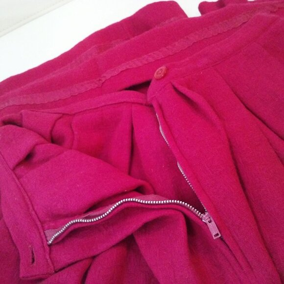 Vintage 50s-60s Handmade Hot Pink Box-Pleat Circle Skirt S(2/4) Wool Boucle Zip - Picture 6 of 7